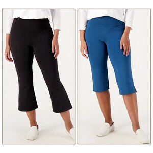 Zuda 2 Pack Cropped Flare & Capri Legging Size XXSP Black Blue A570470